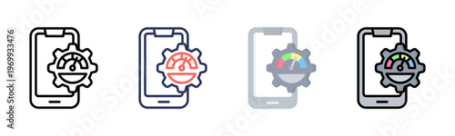 Mobile Optimization icon set multiple style collection