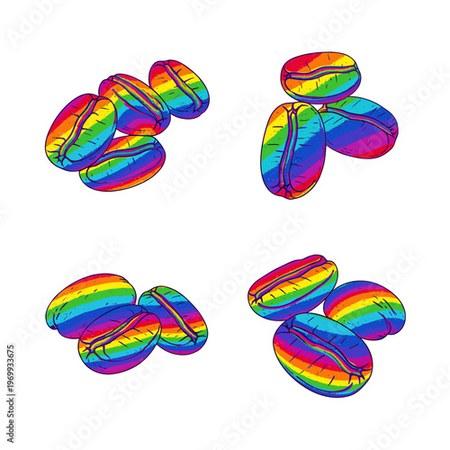 Rainbow Coffee Beans Art Collection.
