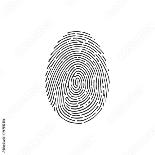 Black and white fingerprint illustration realistic biometric pattern vector style