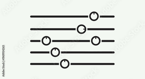 Sound Control Panel: A graphic illustration showcasing a sound control panel featuring several sliders, each with an adjustable dial, representing audio level customization and electronic adjustment.