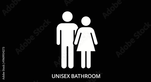 Unisex Bathroom Sign: A simple, yet impactful illustration, symbolizing inclusivity and accessibility. It depicts two figures representing both genders, in a public area.