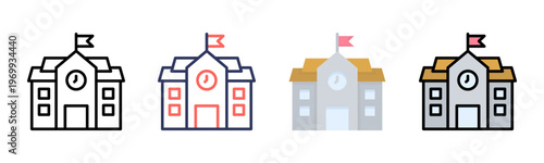 School icon set multiple style collection