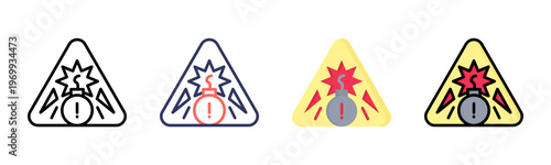 Explosive icon set multiple style collection