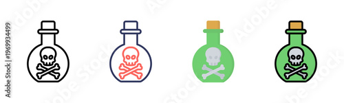 Poison icon set multiple style collection