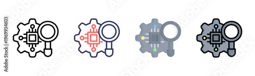 Research icon set multiple style collection