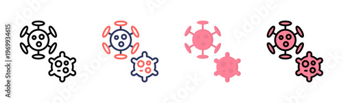 Virus icon set multiple style collection