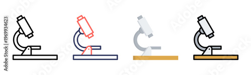 Microscope icon set multiple style collection