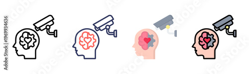 Psychology icon set multiple style collection
