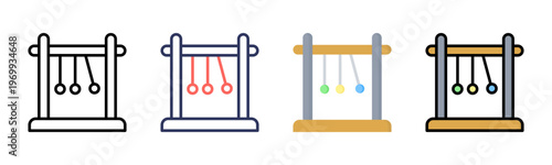 Newton Cradle icon set multiple style collection