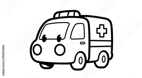Cartoon Ambulance: A charming cartoon-style depiction of an ambulance, conveying a sense of care and urgency.