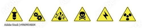 Hazard Warning Symbols in Triangle Vector Collection