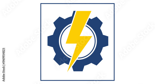 Tech-Powered Gear: A symbol of synergy between technology and mechanics, a gear overlaid with a lightning bolt illustrates innovation and dynamic progress.
