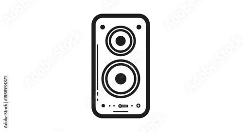 Modern Sound Icon: A sleek, minimalist illustration showcases a speaker, highlighting its key features in a clean, modern design. 