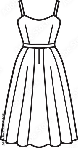 A fashionable sleeveless dress with a fitted bodice and a flowing skirt, ideal for summer occasions. 