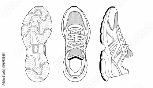 Vector illustration of a pair of black and white fashion shoes and leather boots isolated on a white background as a stylish footwear object for men