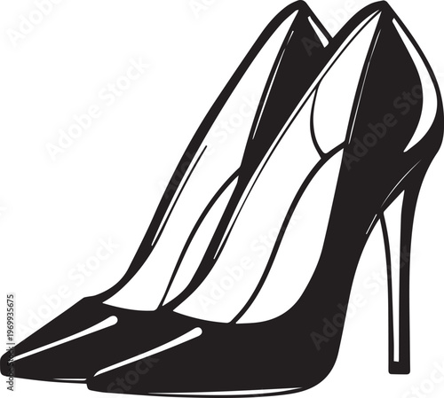 Elegant high heels in a stylish monochromatic composition, poised as symbols of sophistication and fashion.