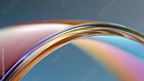 Curved acrylic prism macro refracting colorful light spectrum creating smooth optical abstract background