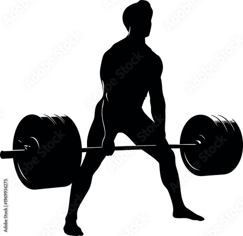 Silhouette of a person lifting weights in a gym