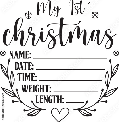 Baby 1st Christmas Ornament Svg