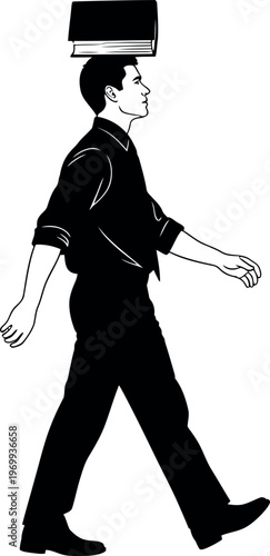 Silhouette of a man walking in a top hat and formal attire