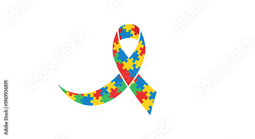 Autism Awareness Ribbon Symbol Puzzle.