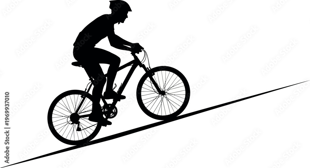 Fototapeta premium Silhouette of a person riding a bicycle on a road