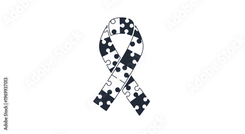 Black and white puzzle awareness ribbon.