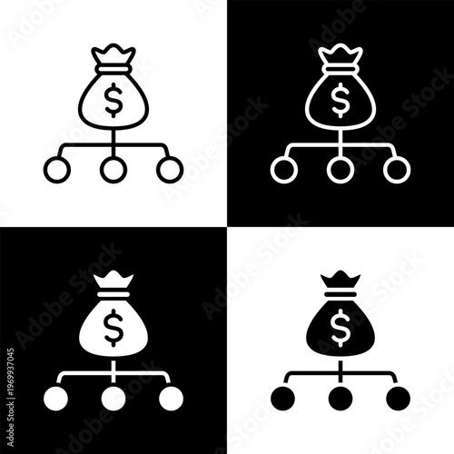 Financial Allocation Icon with Black and White Background