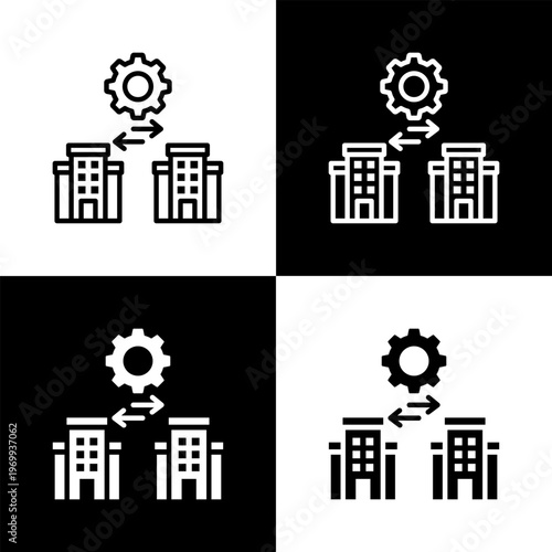 Infrastructure Sharing Icon with Black and White Background