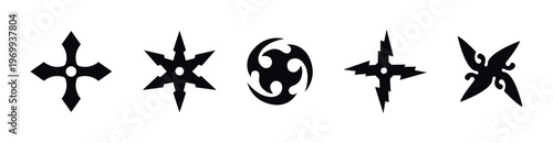 Stylized Ninja Stars Vector Icons Set