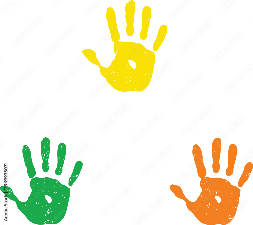 Fototapeta premium Three handprints in formation.eps