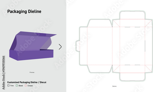 Side Tuck Mailer Box Packaging Dieline Template