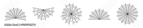 Foto Symmetrical Spider Web Vector Designs Set