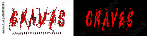 Graves Font, A aggressive metal display font with chaotic forms, perfect for band logos, album covers, and dark music ,clothing.vector illustration