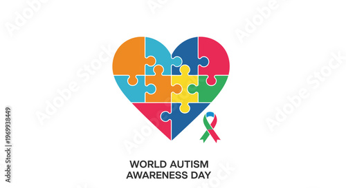 Autism awareness puzzle heart symbol.