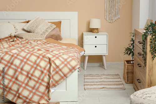 Comfortable bed, chest of d...