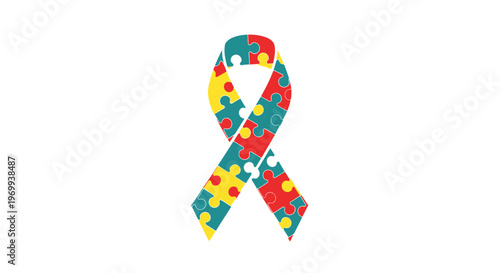 Autism awareness puzzle ribbon symbol.