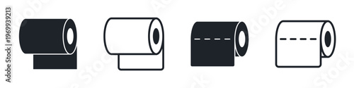 Minimalistic toilet paper roll illustrations vector icon set