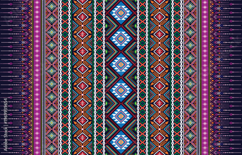 Tribal striped seamless pattern. Aztec geometric vector background. Can be used in textile design, web design for making of clothes, accessories, decorative paper, wrapping, envelope; backpacks, etc.