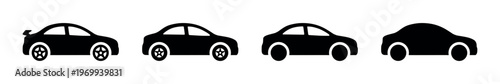 Silhouette icons of compact car designs vector set