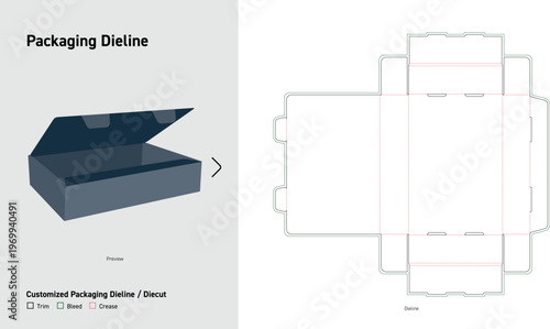 Standard Side Lock Mailer Box Packaging Dieline Template