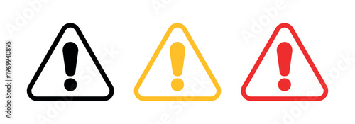 Warning Icons with Exclamation Marks Vector Set