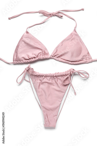 Pink swimsuit on white back...