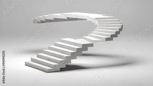 Marble steps in Penrose staircase loop – Suitable for mathematical art, philosophy, or sophisticated recursive concepts.