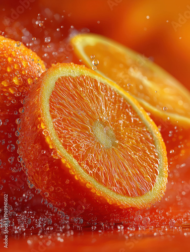 Geometric Citrus Pattern with Symmetrical Oranges