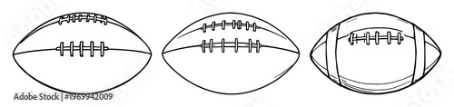 Football set with oval ball pattern illustration with gradiated colors and dynamic motion featuring sports, competition, victory with American, teams