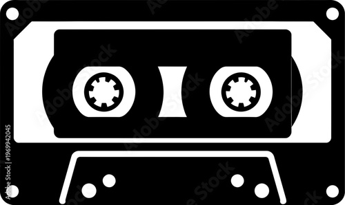 Black cassette tape silhouette