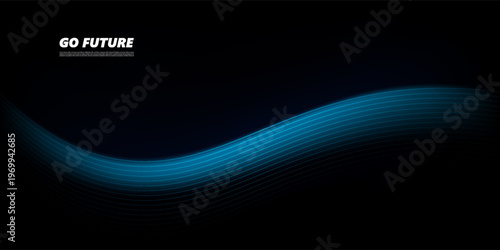 Futuristic abstract blue wave background with glowing lines, modern digital design for technology, artificial intelligence, innovation, data flow, cyber network, virtual reality and business themes