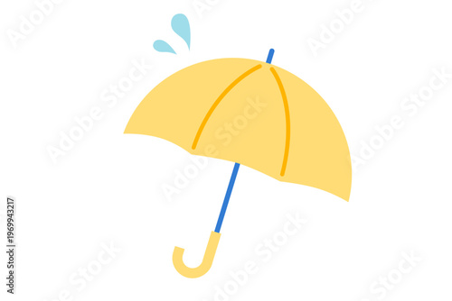 水ハネをしているかわいい黄色い傘のベクターイラスト
