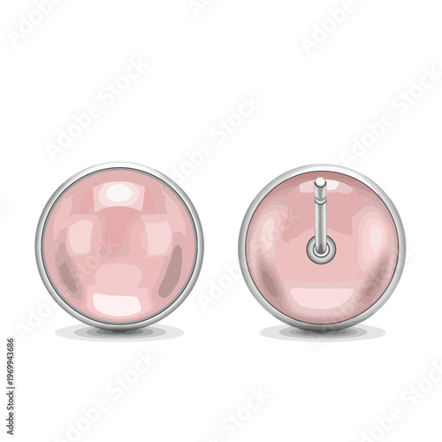 Pair of Pink Pearl Stud Earrings Isolated on White